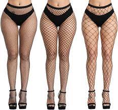 Pareberry Women's High Waisted Fishnet Tights Sexy Wide Suspender Pantyhose  Thigh-High Fishnet Stockings (3 Pack Black-(Small+Middle+Big Hole)) at  Amazon Women's Clothing store