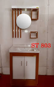 wooden wash basin cabinet with mirror