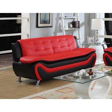 frady black and red faux leather modern