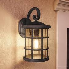 Shop Luxury Craftsman Outdoor Wall Light 17 75 H X 10 W With Tudor Style Wrought Iron Design Natural Black Finish Overstock 19477914
