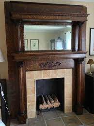 Antique Combed Stained Fireplace Mantel