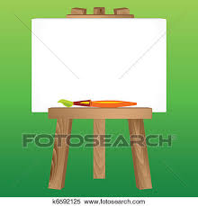 Clipart Of Wooden Easel Canvas And Paintbrush K6592125 Search