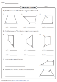 Free printable measuring angles worksheets, a great resource to teach students how to measure and classify the angles. Angles Of A Trapezoid Using Properties Worksheets