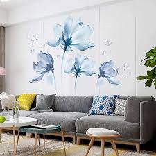 Blue Flowers Wall Stickers Large Wall