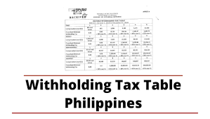 withholding tax table in the