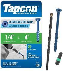 Tapcon 1/4" x 4" Star Torx Head Concrete Anchor Screws 3195407V2 | 100 Pack  | Drill Bit Included: Amazon.com: Industrial & Scientific