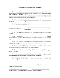 affidavit of support and consent sle