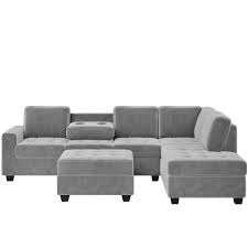 Modern Velvet Modular Sofa Solid