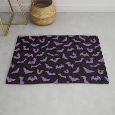 pastel goth purple black bats rug by