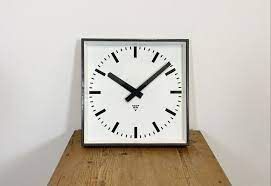 Large Dark Grey Square Wall Clock From