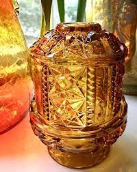 Amber Fairy Lamp Indiana Glass Stars