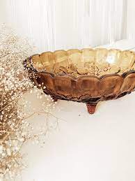 Vintage Amber Glass Bowl A Charming