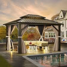 10x12ft Patio Gazebo With Mesh Curtains