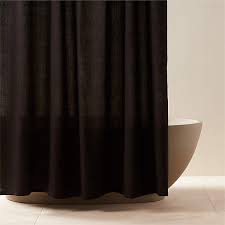 ira black solid linen shower curtain