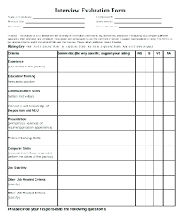 Interview Score Sheet Sample Candidate Evaluation Template