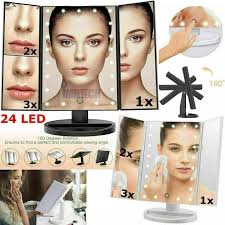 24 led tri fold makeup mirror touch