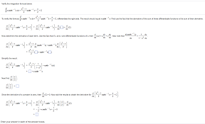 Solved Verify The Integration Formula Below Integral X C