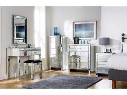 This furniture most often consists of items like dressing tables in bedrooms and mirrored buffets in the dining room. Mirrored Furniture Bedroom Collection Glass Chest Drawers Dressing Table Range Ebay