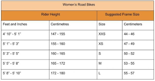 Womens Bike Size Guide Bike Tips And Tricks Road Bike