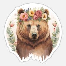 cute brown bear grizzly flower crown