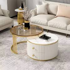 Luxury Gold Marble Glass Coffee Table