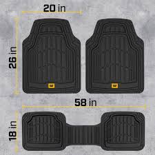 cat 3pc black car rubber floor mats