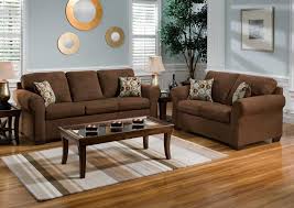 living room decor with dark brown couch