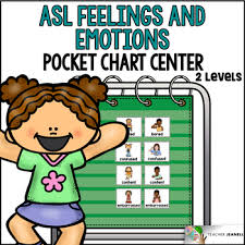 Asl American Sign Language Feelings And Emotions Pocket Chart Center