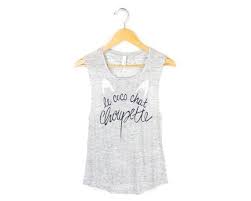 Le Coco Chat Choupette Tank Karl Lagerfeld Tee Scoop Neck Flowy Muscle Tee In Heather Grey Marl Womens Size S 2xl