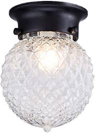 Truelite Industrial Antique Style Plantation Collection Flush Mount Ceiling Light Prismatic Glass Globe Light Fixtures Amazon Com