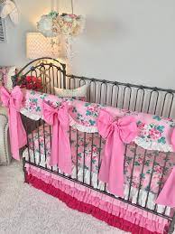 crib bedding pink gazebo roses baby