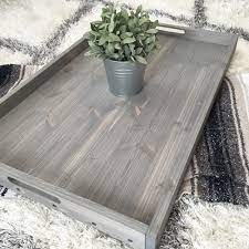 Rustic Wooden Ottoman Tray Coffee Table