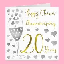 Many dreams, so far, you have accomplished, in marriage, which 20 years ago was. 20th Wedding Anniversary Card Happy China Anniversary Silver Hearts Collection