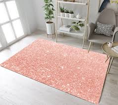 rose gold glitter design floor rug mat