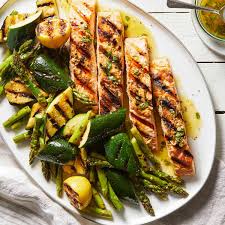 grilled salmon vegetables with