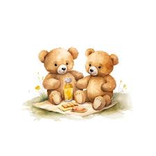 whimsical teddy bears picnic watercolor