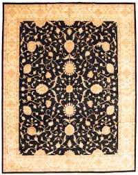 hand knotted wool black rug