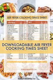 air fryer cooking times cheat sheet