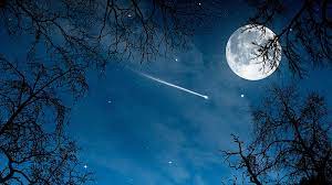 full moon and comet luminos moon sky