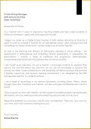 cover letter for teachers