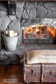 Metal Filled Winter Fireplace Mantel
