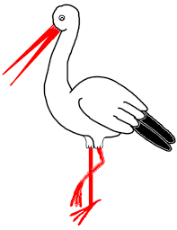 čáp.bmp (421×549) | Bird drawings, Beautiful birds, Gardening fork