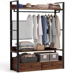 I go to this site on a weekly basis. Amazon Com Tribesigns Free Standing Closet Organizer Heavy Duty Clothes Rack With Shelves Hanging Rod And Drawers Large Closet Storage Stytem Closet Garment Shelves Rustic Brown Home Improvement