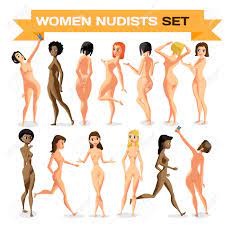Set Woman Nudist Is Standing. Isolated Flat Cartoon Illustration. The Comic  Girls On The Beach Naked Клипарты, SVG, векторы, и Набор Иллюстраций Без  Оплаты Отчислений. Image 59706511