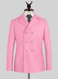 Melange Spring Pink Tweed Pea Coat