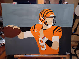 I painted a minimalist style painting of Joe Burrow from the TNF game. Who  Dey! : r/bengals