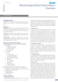 Pdf Microbiological Stool Examination Overview