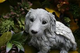 Dog Angel Statue Long Haired Dachshund