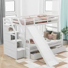 full bunk bed with drawers and slide