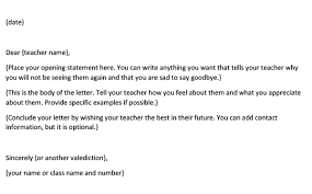 farewell letter to teacher from